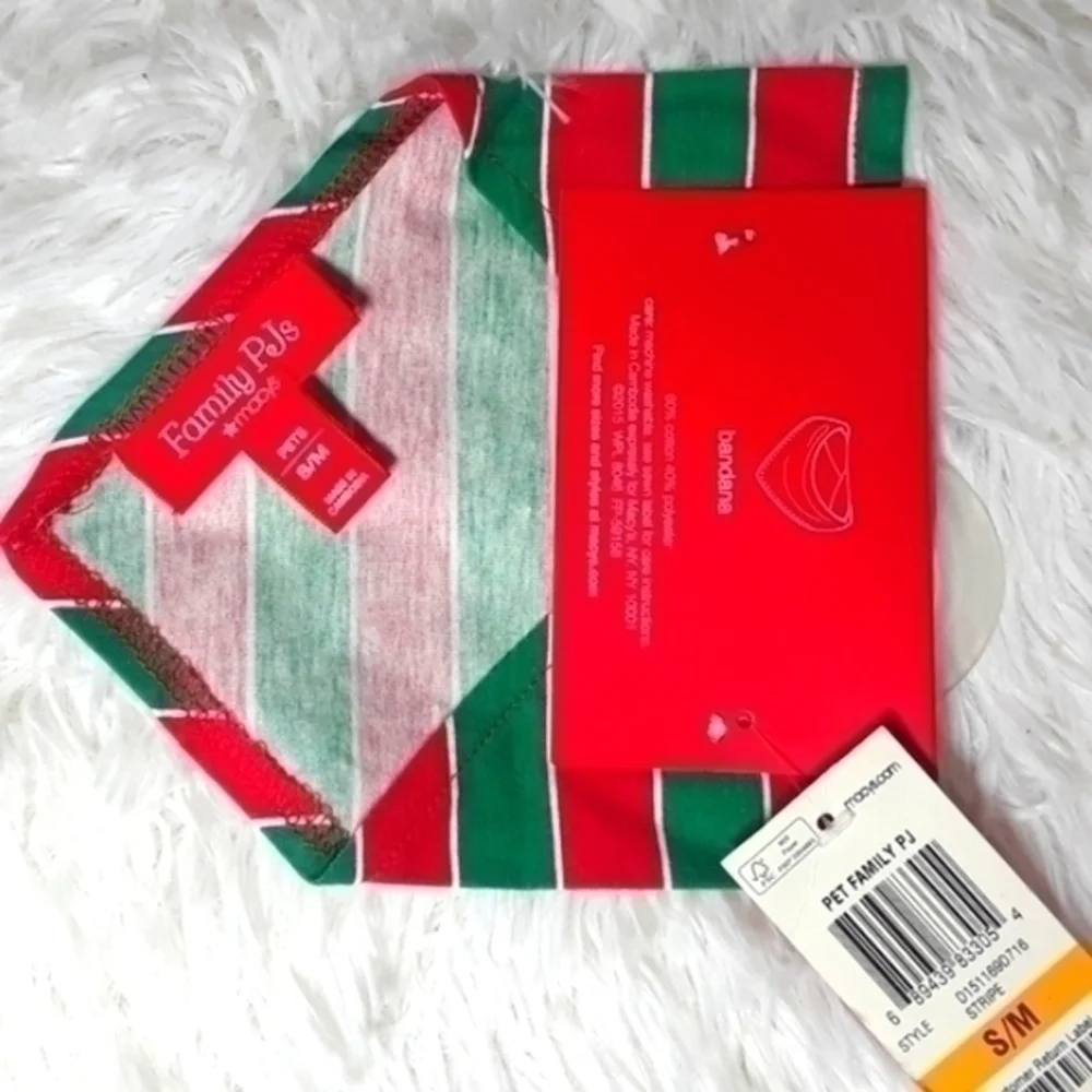 Macys Family PJ's Holiday Stripes Pet Bandana
